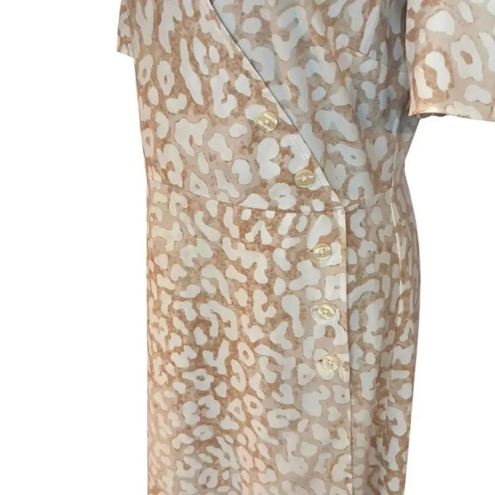 Cream and tan leopard print midi dress Size 4 - Picture 4 of 7